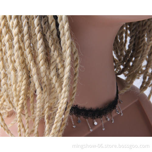 Cheap blonde wig, braided and twisted ombre blonde lace front wig